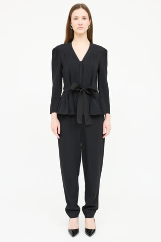 Stella McCartney Black Belted Ruffled Jumpsuit