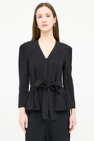 Stella McCartney Black Belted Ruffled Jumpsuit