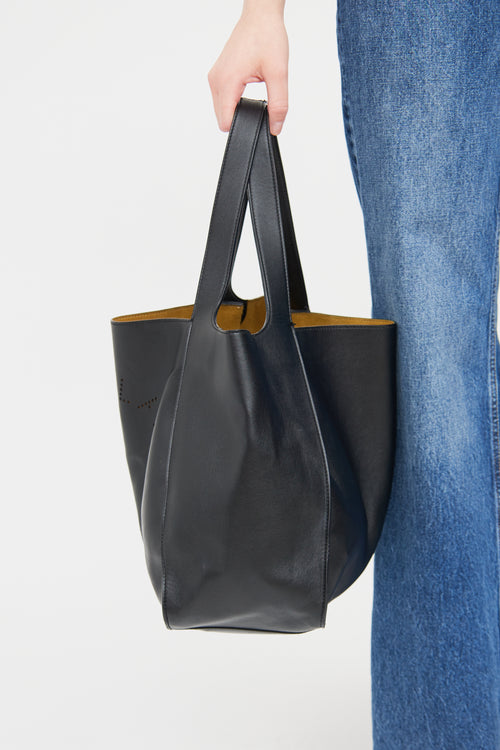 Stella McCartney Black Logo Faux Leather Tote