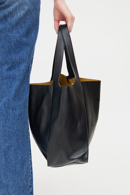 Stella McCartney Black Logo Faux Leather Tote