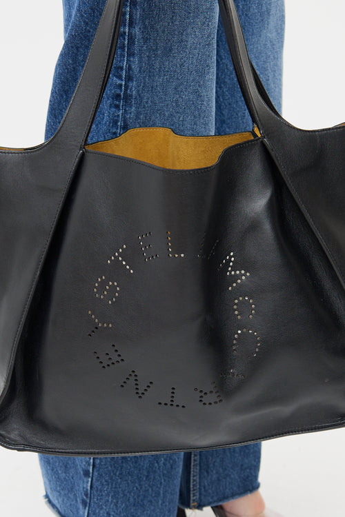 Stella McCartney Black Logo Faux Leather Tote