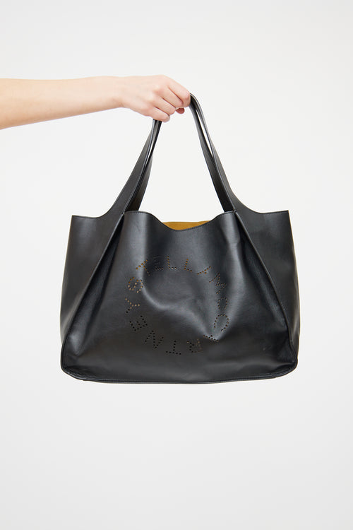 Stella McCartney Black Logo Faux Leather Tote