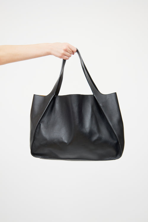 Stella McCartney Black Logo Faux Leather Tote