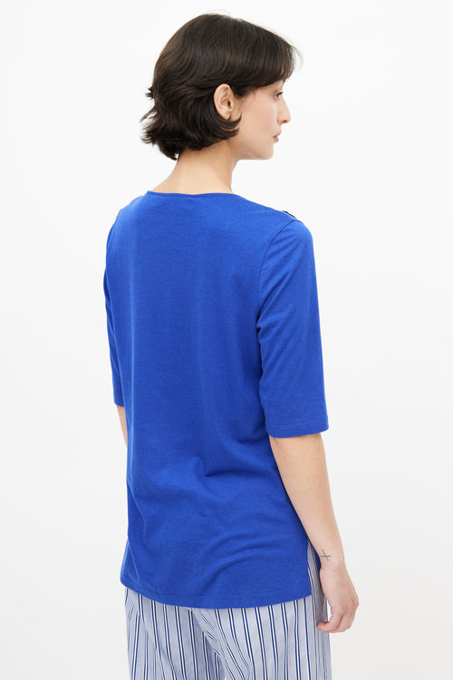 Stella McCartney Blue 
Black Embroidered T-Shirt