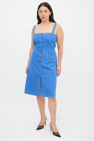 Stella McCartney Blue Denim Button Up Midi Dress