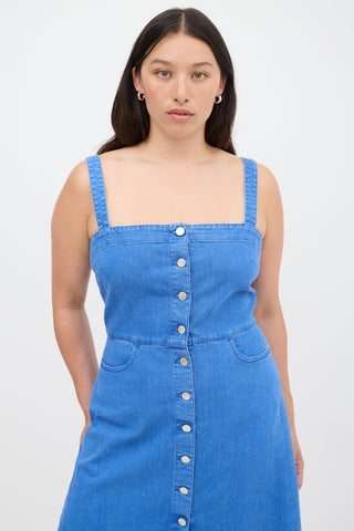 Stella McCartney Blue Denim Button Up Midi Dress