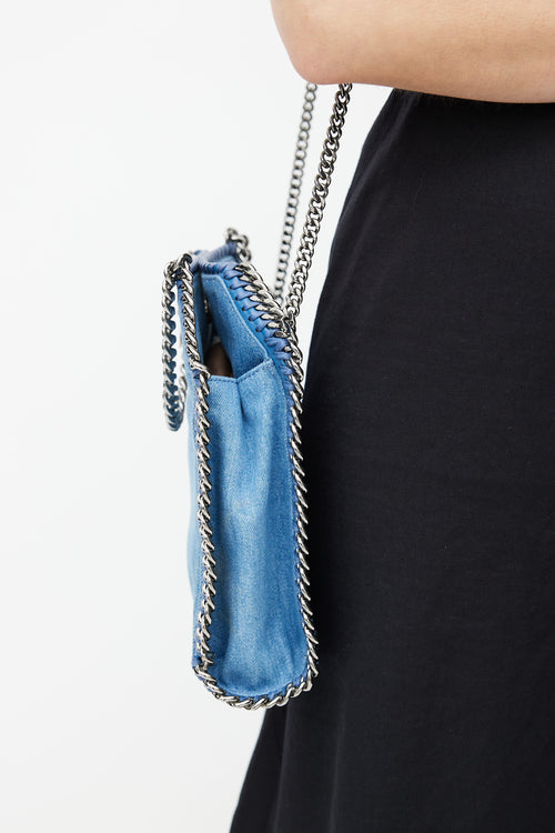 Stella McCartney Blue Denim Embroidered Falabella Crossbody Bag