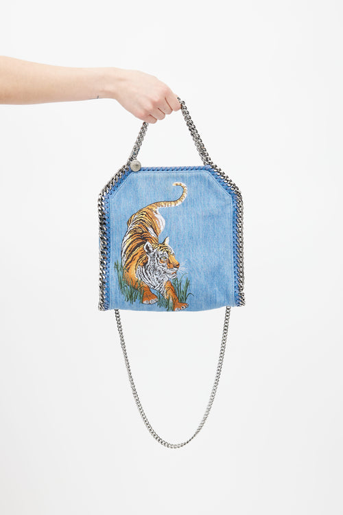 Stella McCartney Blue Denim Embroidered Falabella Crossbody Bag