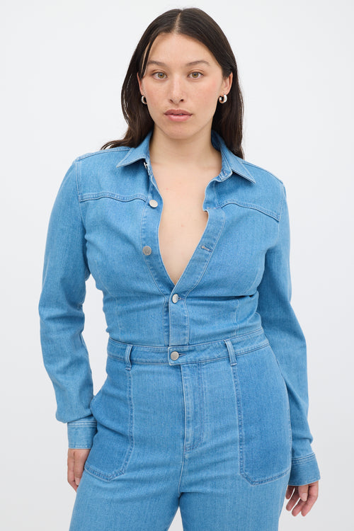 Stella McCartney Blue Denim Wide Leg Jumpsuit