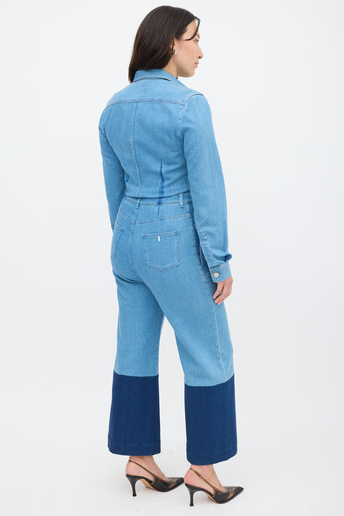 Stella McCartney Blue Denim Wide Leg Jumpsuit