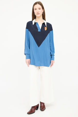 Stella McCartney Silk Panelled Polo Top