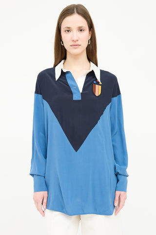 Stella McCartney Silk Panelled Polo Top