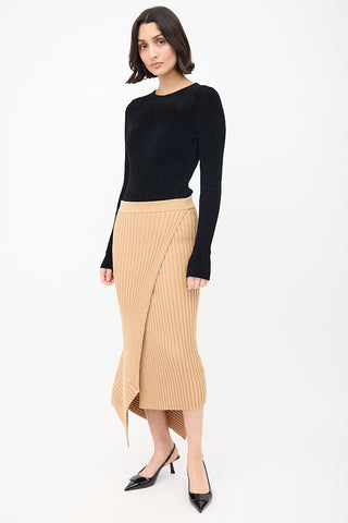 Stella McCartney Brown Ribbed Knit Elevated Midi Skirt