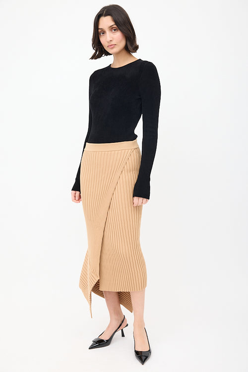 Stella McCartney Brown Ribbed Knit Elevated Midi Skirt