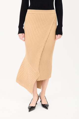 Stella McCartney Brown Ribbed Knit Elevated Midi Skirt