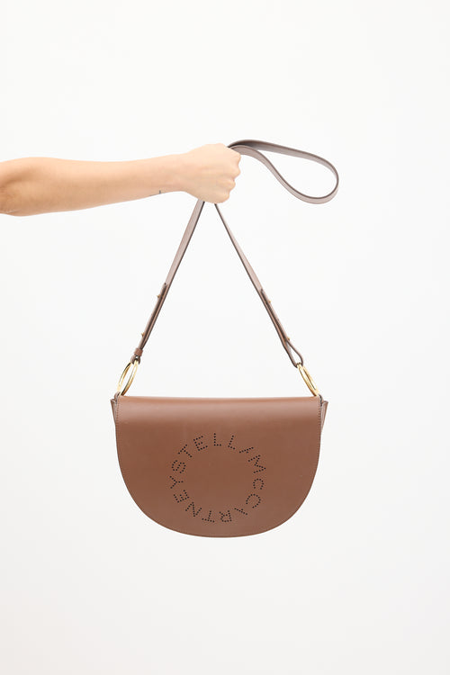 Stella McCartney Brown Vegan Leather Marlee Logo Bag