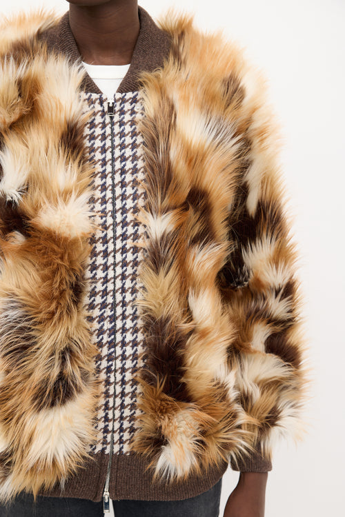 Stella McCartney Brown 
White Mixed Faux Fur Vilma Jacket