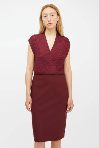 Stella McCartney Burgundy Pleated Wrap Dress