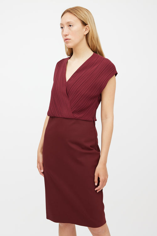 Stella McCartney Burgundy Pleated Wrap Dress