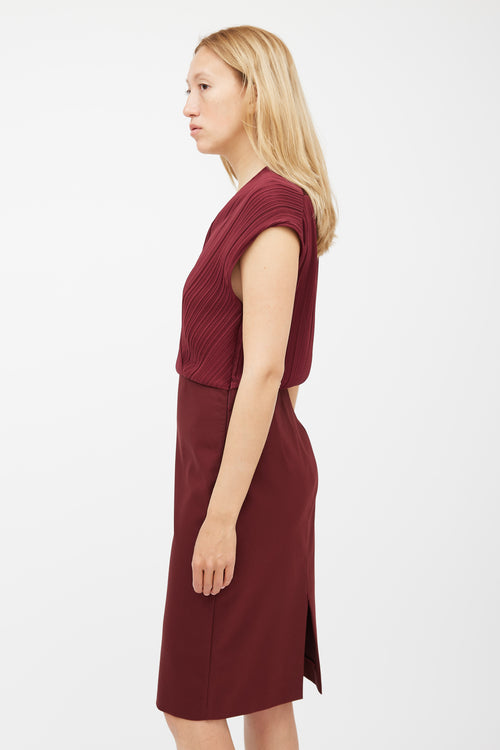 Stella McCartney Burgundy Pleated Wrap Dress