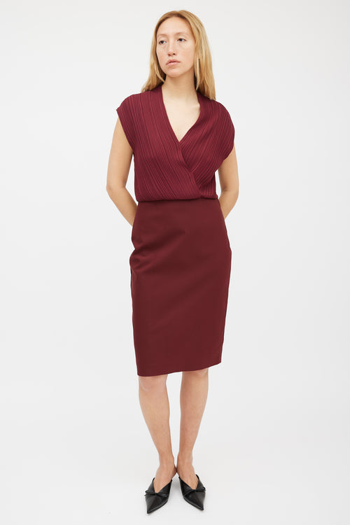 Stella McCartney Burgundy Pleated Wrap Dress