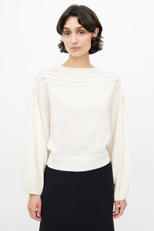 Stella McCartney Cream Silk Pleated Top