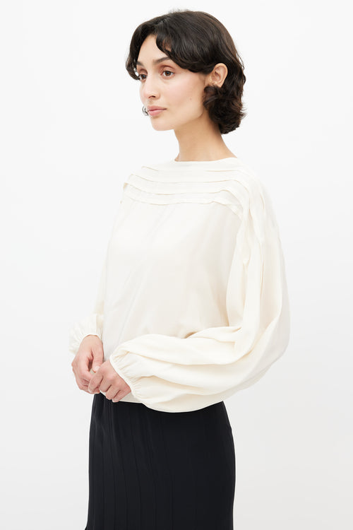 Stella McCartney Cream Silk Pleated Top