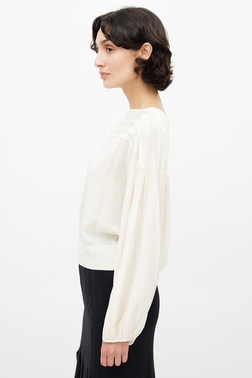 Stella McCartney Cream Silk Pleated Top