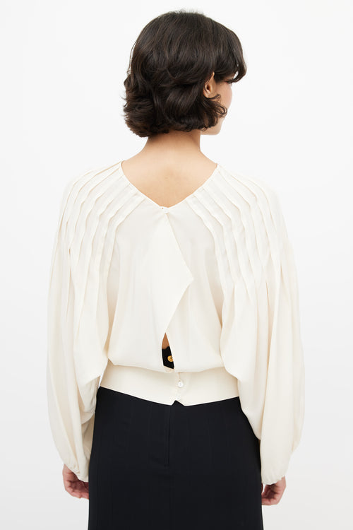 Stella McCartney Cream Silk Pleated Top