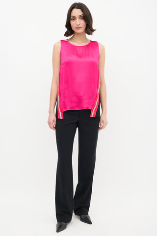 Stella McCartney Fuchsia 
Multi Satin Cape Tank Top