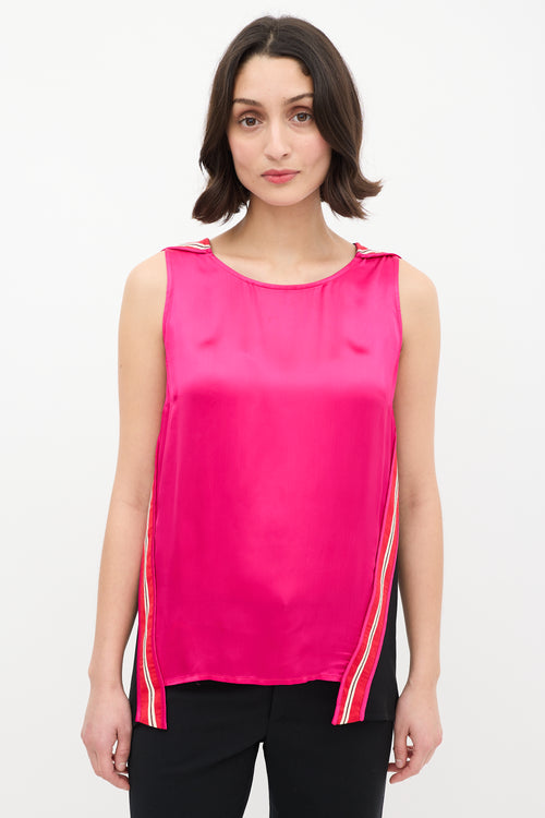 Stella McCartney Fuchsia 
Multi Satin Cape Tank Top