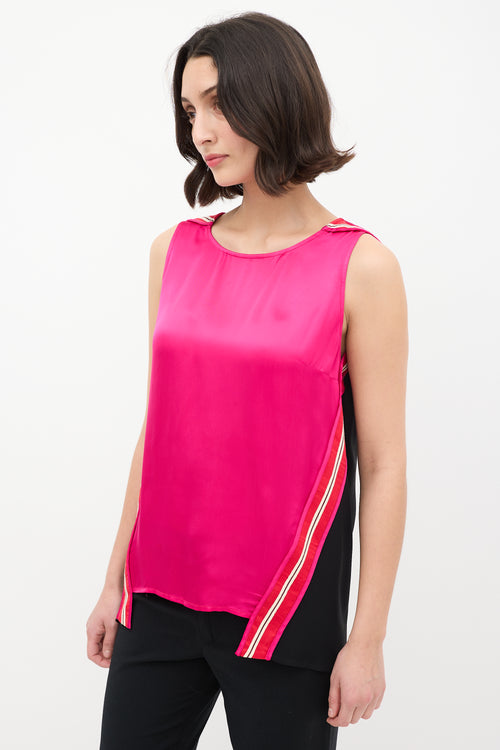 Stella McCartney Fuchsia 
Multi Satin Cape Tank Top