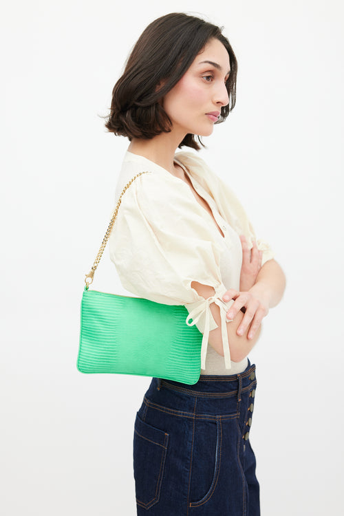 Stella McCartney Neon Green Embossed Faux Leather Clutch