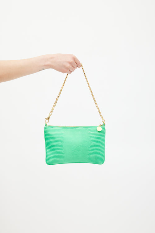 Stella McCartney Neon Green Embossed Faux Leather Clutch