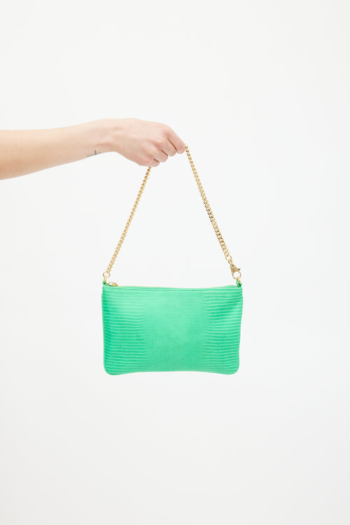 Stella McCartney Neon Green Embossed Faux Leather Clutch