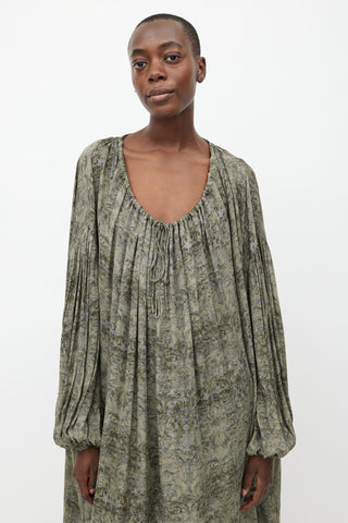 Stella McCartney Green Silk Print Oversized Dress