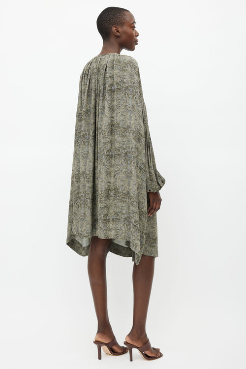 Stella McCartney Green Silk Print Oversized Dress