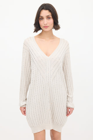 Stella McCartney Grey Cotton Embellished Sweater Dress