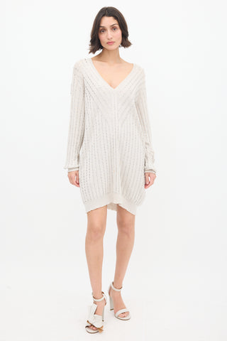 Stella McCartney Grey Cotton Embellished Sweater Dress