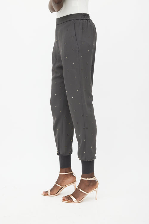 Stella McCartney Grey 
Gold Rhinestone Jogger