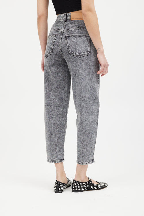 Stella McCartney Washed Grey Embroidered Logo Barrel Jeans