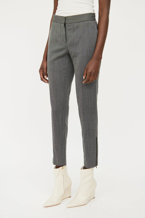 Stella McCartney Black 
White Wool Slim Pant