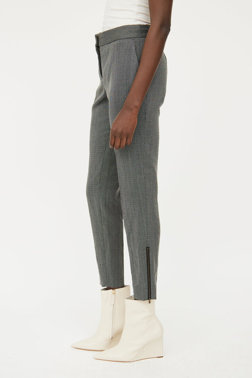 Stella McCartney Black 
White Wool Slim Pant