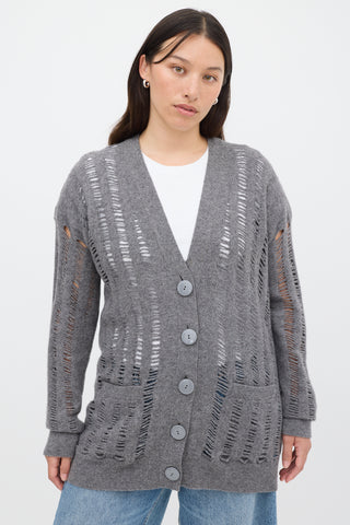 Stella McCartney Grey Wool 
Cashmere Ladder Stitch Cardigan