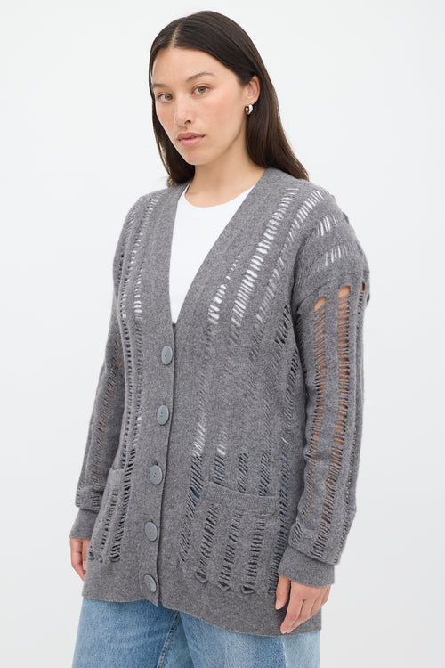 Stella McCartney Grey Wool 
Cashmere Ladder Stitch Cardigan