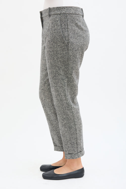 Stella McCartney Grey Wool Tapered Cuffed Trouser