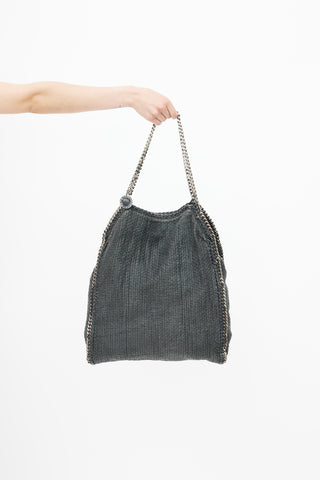 Stella McCartney Black 
Silver Woven Falabella Shoulder Bag