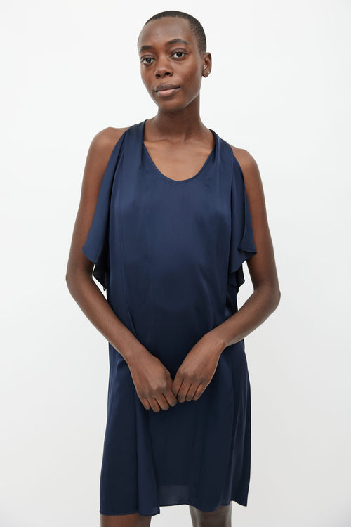 Stella McCartney Navy 
Black Silk Shift Mini Dress