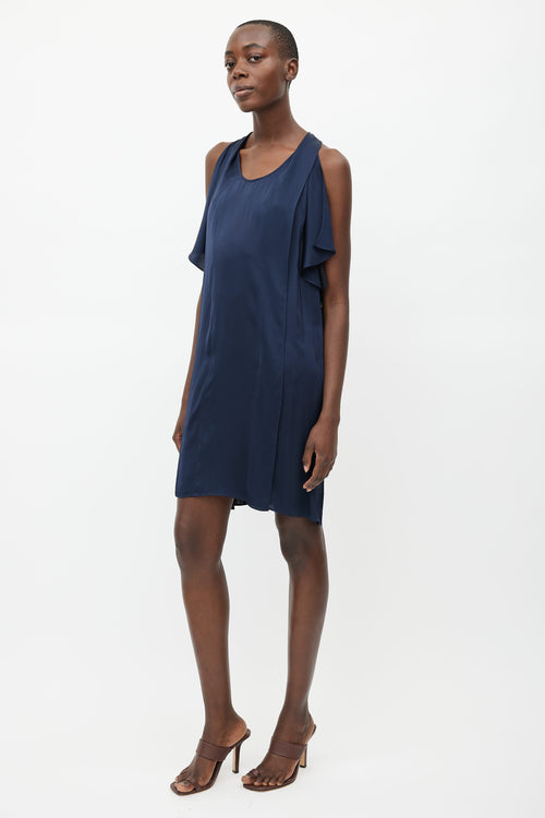 Stella McCartney Navy 
Black Silk Shift Mini Dress