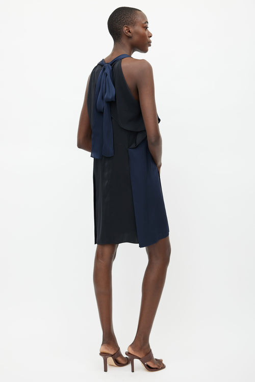 Stella McCartney Navy 
Black Silk Shift Mini Dress